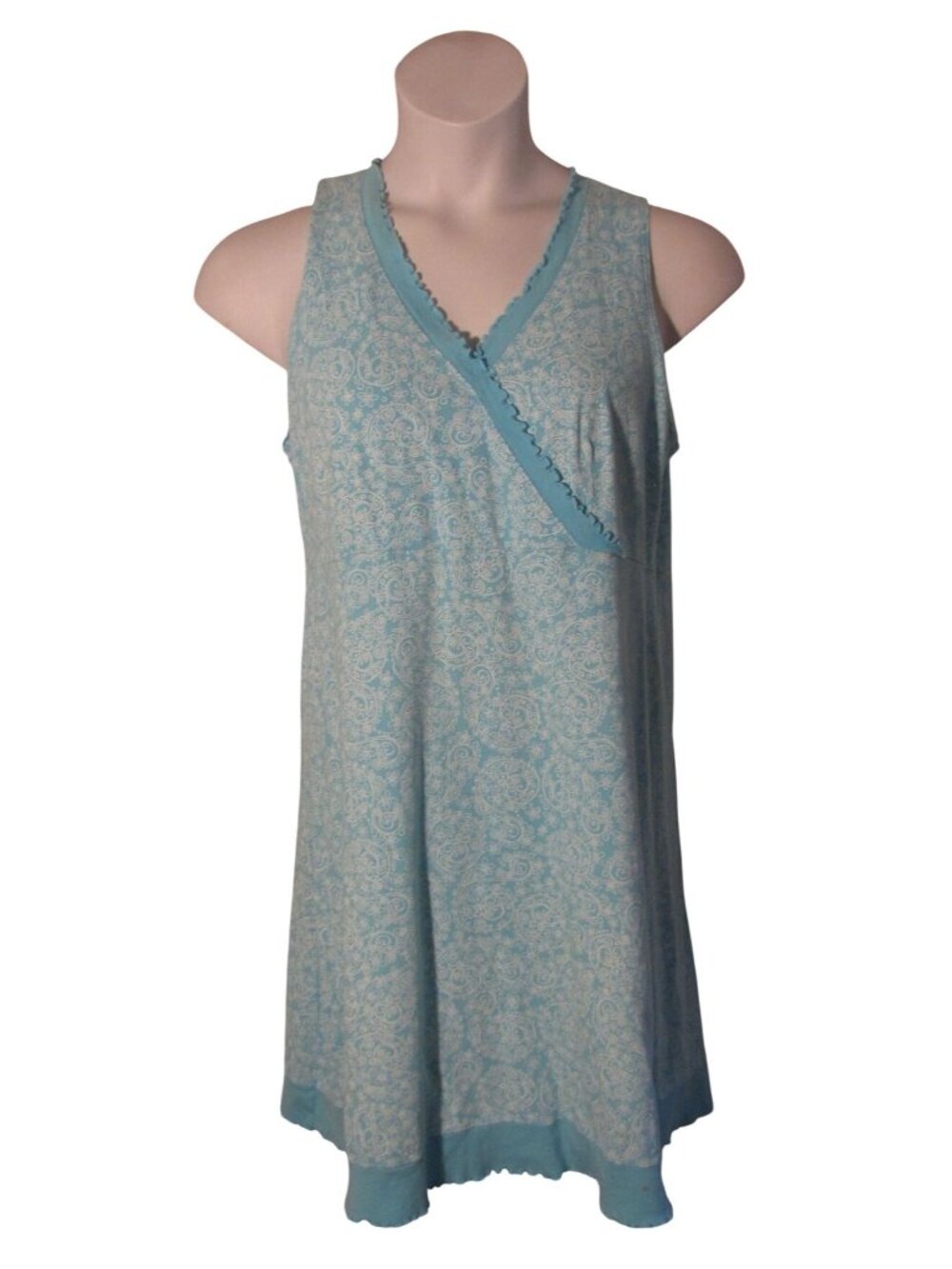 Fresh Produce M Aqua Blue White Cotton Dress Beach